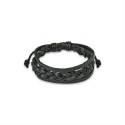 Bracelet réglable pour homme cuir couleur noir double liens 19 à 25cm