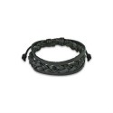 Pulsera ajustable para hombre cuero color negro eslabones dobles de 19 a 25cm