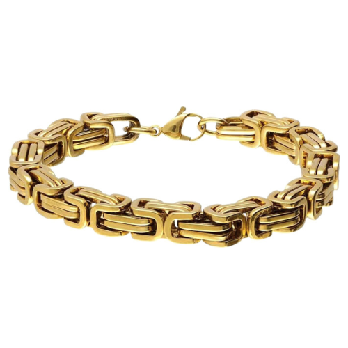 Gourmet Gourmet Bracelet Byzantine Mesh Steel Gold Fine Bling Rapper 21cm 9mm