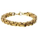 Men's Gourmet Bracelet Byzantine Stainless Steel Bling Gold Rapper 21cm 9mm