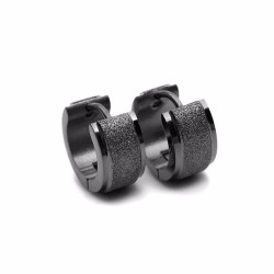 Paire de boucles d'oreilles femme homme acier pailleté plaqué noir