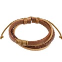 Bracciale da uomo in pelle marrone regolabile a tre trecce da 19 a 25 cm