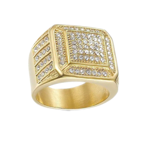 Anillo de acero inoxidable de los hombres Sertie Oxido de Zirconium Pavé de Crystals