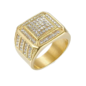 Men's Stainless Steel Ring Sertie with Zirconium Oxide Crystal Pavé