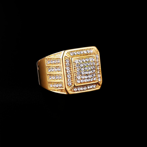 Edelstahl Edelstahl Stahlring Sertie Pavé de Crystals Oxide de Zirconium gefälschte Diamanten