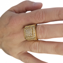 Bague Chevalière Homme En Acier Inoxydable Or Sertie Pavé de Cristaux Oxyde de Zirconium diamants