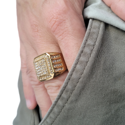 Herren Edelstahlring Sertie Pavé de Crystals Zirkoniumoxid