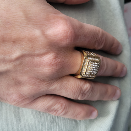 Anello da uomo Acciaio inossidabile Sertie Paved Crystal Ossido di zirconio