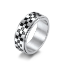 Anillo antiestrés Rotary Ring Damier Bandera de acero inoxidable Rally