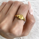 Bague Chevalière Rose Or bague Femme Fleur en Acier Inoxydable Dorée à l'Or Fin