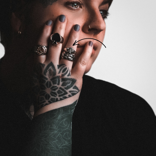 Eine Silber Rose Herd - Blume Frauen Ring in Edelstahl