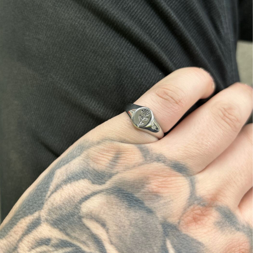 Silber Rose Bracket - Frau oder Mann Blumenring in Edelstahl