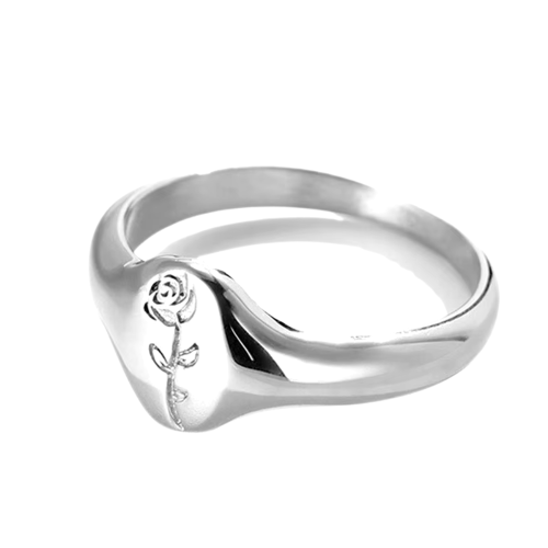 Chevalière Rose Argent - Bague Femme ou Homme...