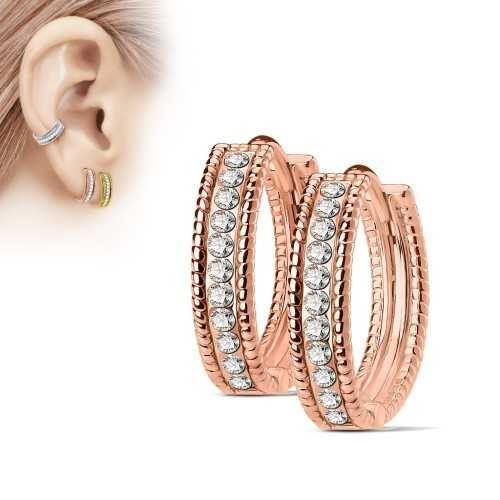 Pair of teen women's earring in copper and zircon steel