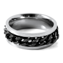 Anello anello anello anello di fidanzamento uomo nero catena rotante in acciaio inox