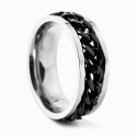 Black Chain Male Engagement Ring - Stainless Steel Rotating Stress Ball