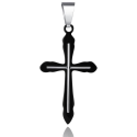 Men's Cross Pendant Superposed Black and Silver Bicolor Stainless Steel and Chain Included