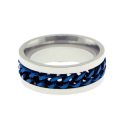 Engagement Ring for Men Blue Chain - Stainless Steel Rotating Anti-stress Ring