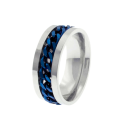Blaue Kette Herren Engagement Ring - Edelstahl rotierenden Anti-Stressring