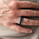 Verlobungsring für Herren Blaue Kette - Angstring Antistress Rotating Edelstahl