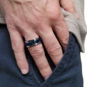 Verlobungsring für Herren mit blauer Kette - Edelstahl rotierenden Anti-Stressring