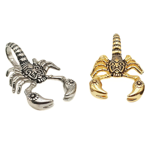 Scorpion XXL Pendant Necklace for Men in Gold or Silver Color Steel - Figaro Chain 55cm 7mm included