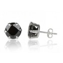 Pair of Men's Earrings ADO Rod Clasp Round Steel Zircon Diam SWAROVSKI Black 5mm New