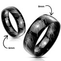 Bague femme ou homme tungstène noire seigneur des anneaux lord of the ring