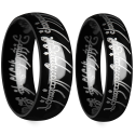 Bague Seigneur des Anneaux Pour couple Femme ou Homme en Tungstène Noir - Anneau Lord of the Ring