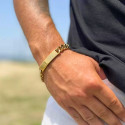 Cuban men's gold knit gourmette : Bracelet with engraving plate