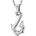 Necklace Pendant Hook Maori Tribal Symbol Polynesian Stainless Steel and Chain Included
