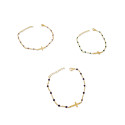 Bracciale per le donne con rosario Cross Trend in acciaio dorato e perle smaltate