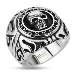 Big ring man stainless steel death head biker gothic tribal
