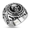 Gran anillo hombre de acero inoxidable cabeza de muerte motociclista gótico tribal
