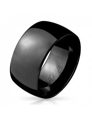 Anello anello per uomo acciaio inossidabile tutto nero cupola larga 10mm