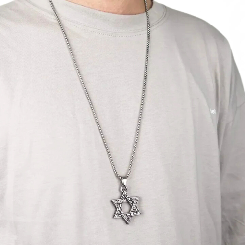 David Star Necklace Jewish Symbol in Stainless Steel and with Chain Included