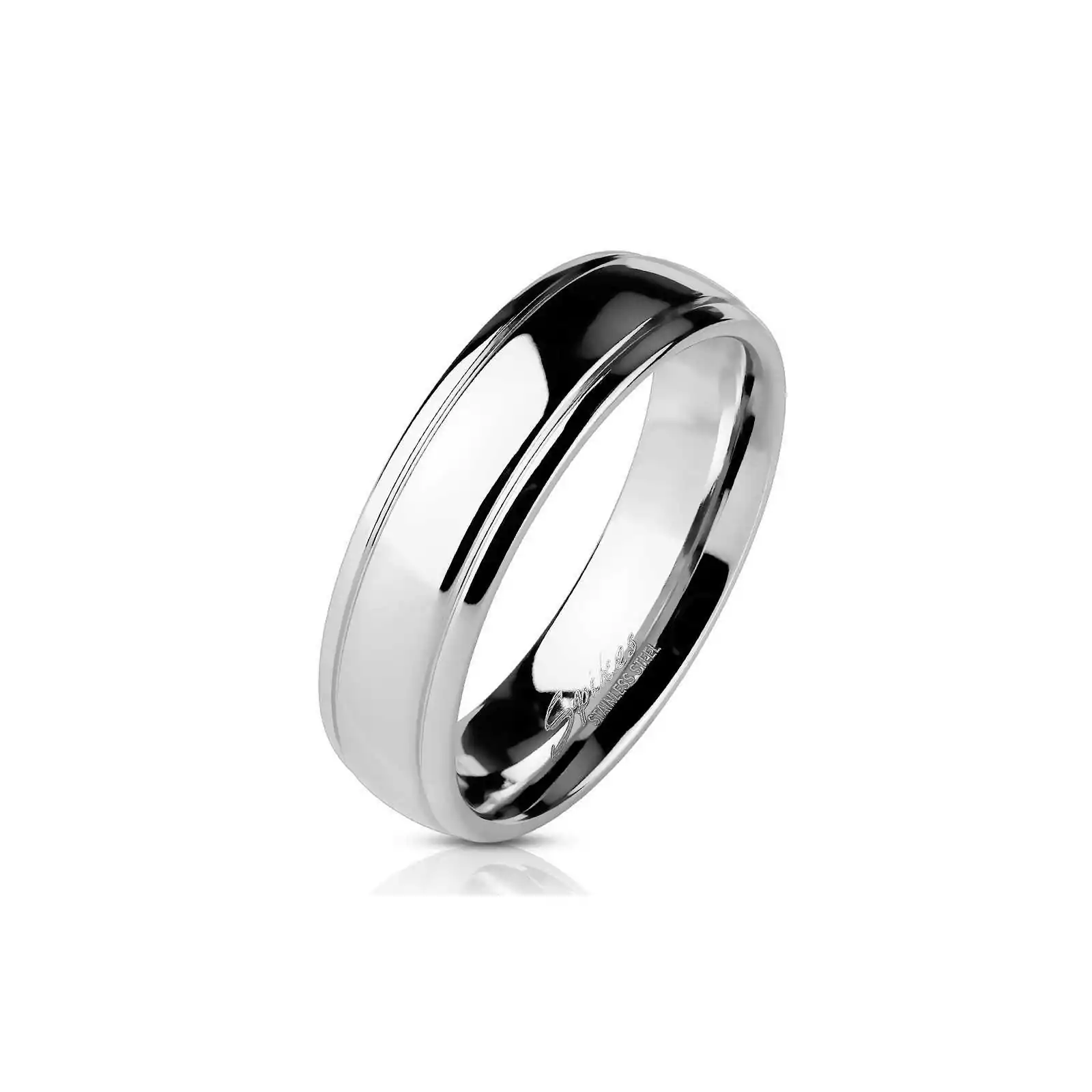 Bague Chirurgie 316L Largeur 6mm Bague De Mariage SILVEGO - Acier Inoxydable Sablé Plaqué Or - Unisexe, Largeur 6 Mm - RRC0365