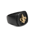 Anillo de flores para hombres en acero inoxidable color negro - Royal Chevalière