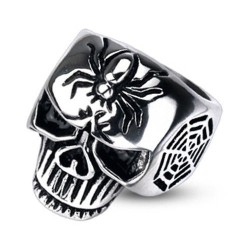 ANILLO DE HOMBRE ACERO MACIZO SKULL SKULL SPIDER BIKER GOTHIC NUEVO 2021