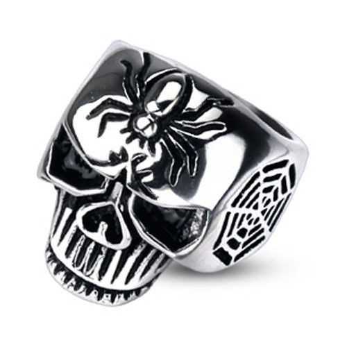 HERRENRING MASSIVSTAHL SCHÄDEL SCHÄDEL SPIDER BIKER GOTHIC NEU 2021