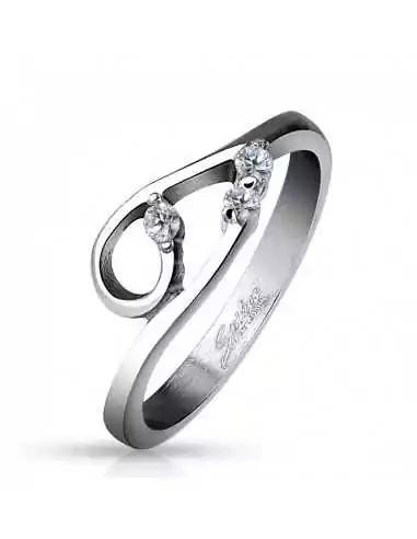 Bague anneau femme acier inoxydable pierre zircon boucle sexy glamour