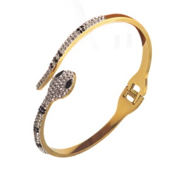 Jonc Frauen Armband Edelstahl Schlange Gold und Kristalle