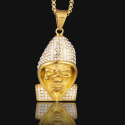 Colgante Hip Hop Colgante Cabeza de muerte con Hood Stylish Gold Steel Rapper Zirconium Crystal Serti y Cadena Incluye