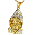 Hip Hop Death Head Colgante de la cabeza de la muerte con cristales de oro elegante y cadena cubierta