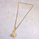 Northern Viking Hache Pendant Loup Necklace in Gold Steel and Wheat Grain Chain Included