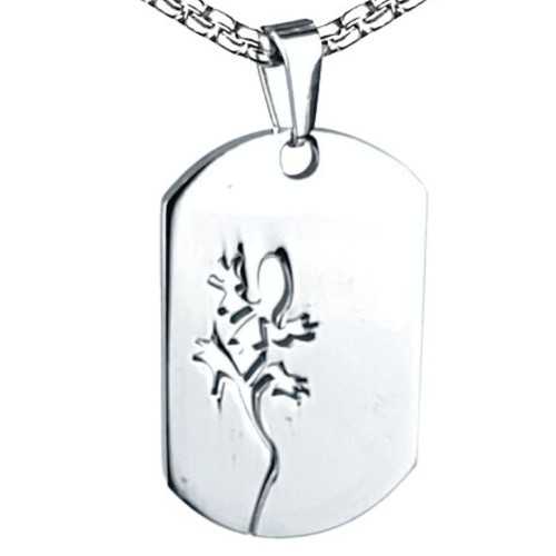 Men's Pendant Military Plate With Stainless Steel Salamander and Chain Included