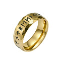 Bague Runes Viking Homme Acier Or - Anneau Alphabet Runique Futhark Nordique