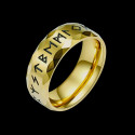 Ring Runes Viking Men Gold Steel Alphabet Runique Futhark Nordic