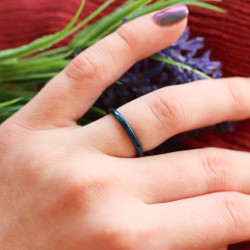 Blue Tungsten Carbide Anillo Ancho 2mm - Engagement Ring Woman Hombre