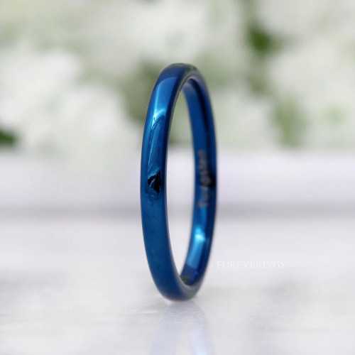 Blau Tungsten Carbide Ring Breite 2mm - Engagement Ring Frau oder Mann